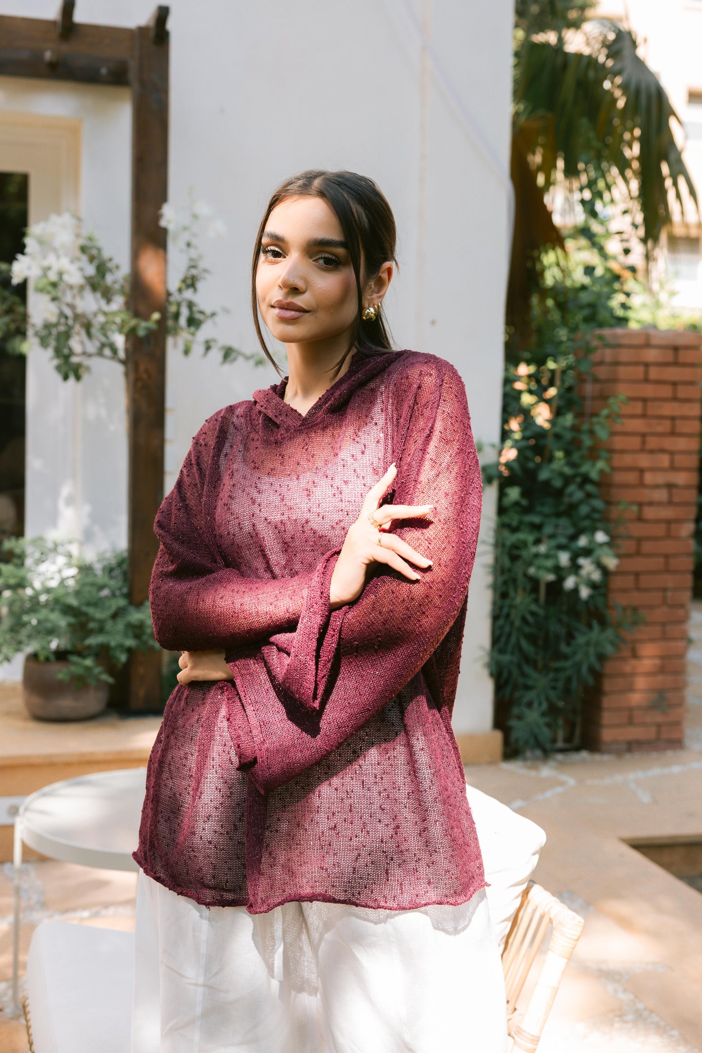 Midnight Crochet Top - Burgundy