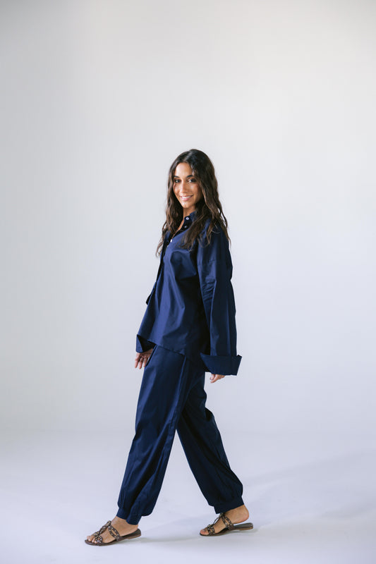 By The Beach Poplin Set - Blueberry