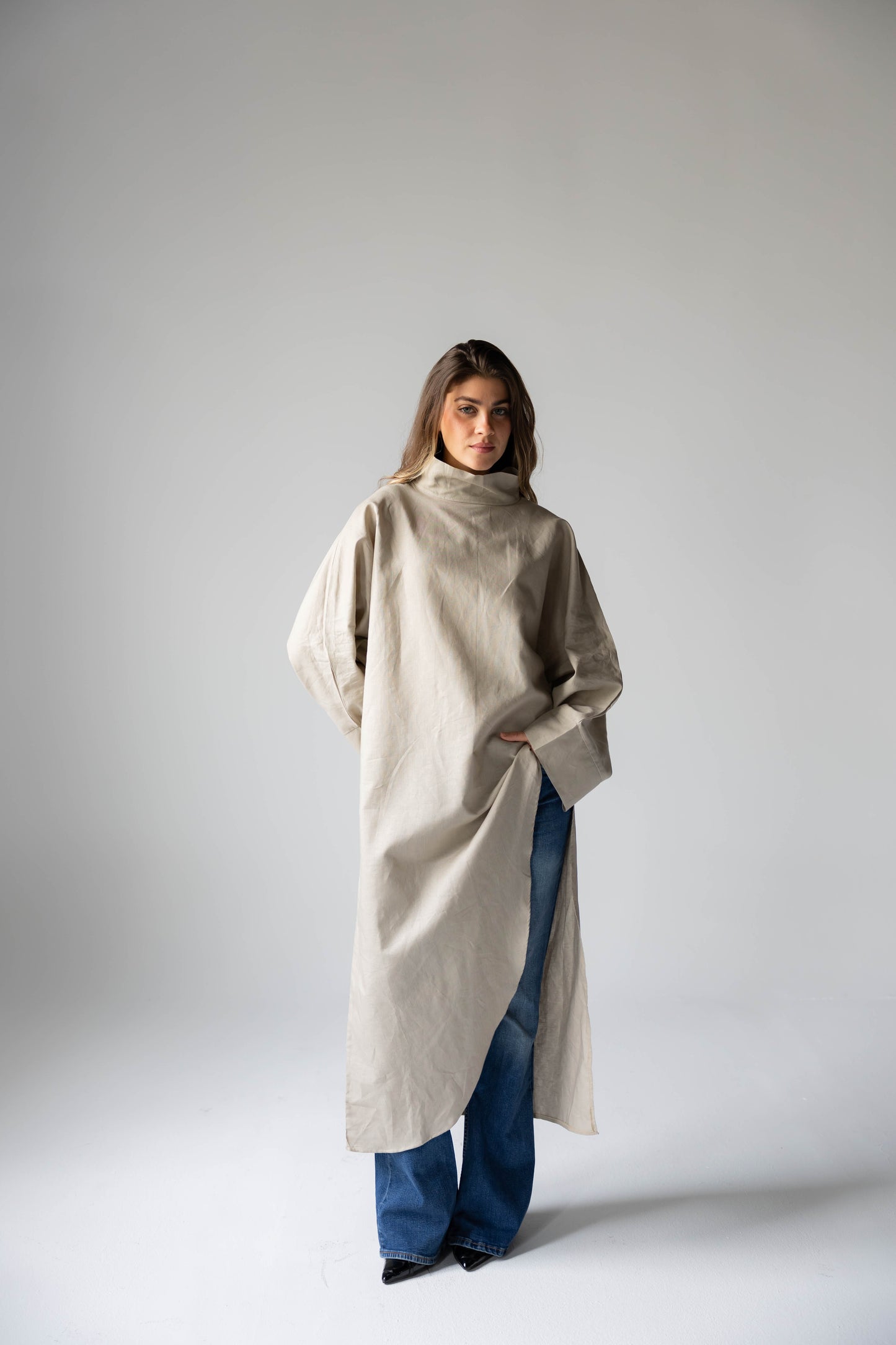 Pure Linen Luxe-drape In Café