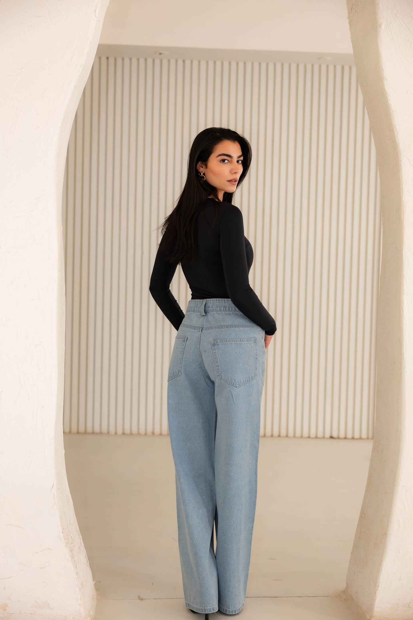 Nightfall Studded Denim Pants In Cloudwash