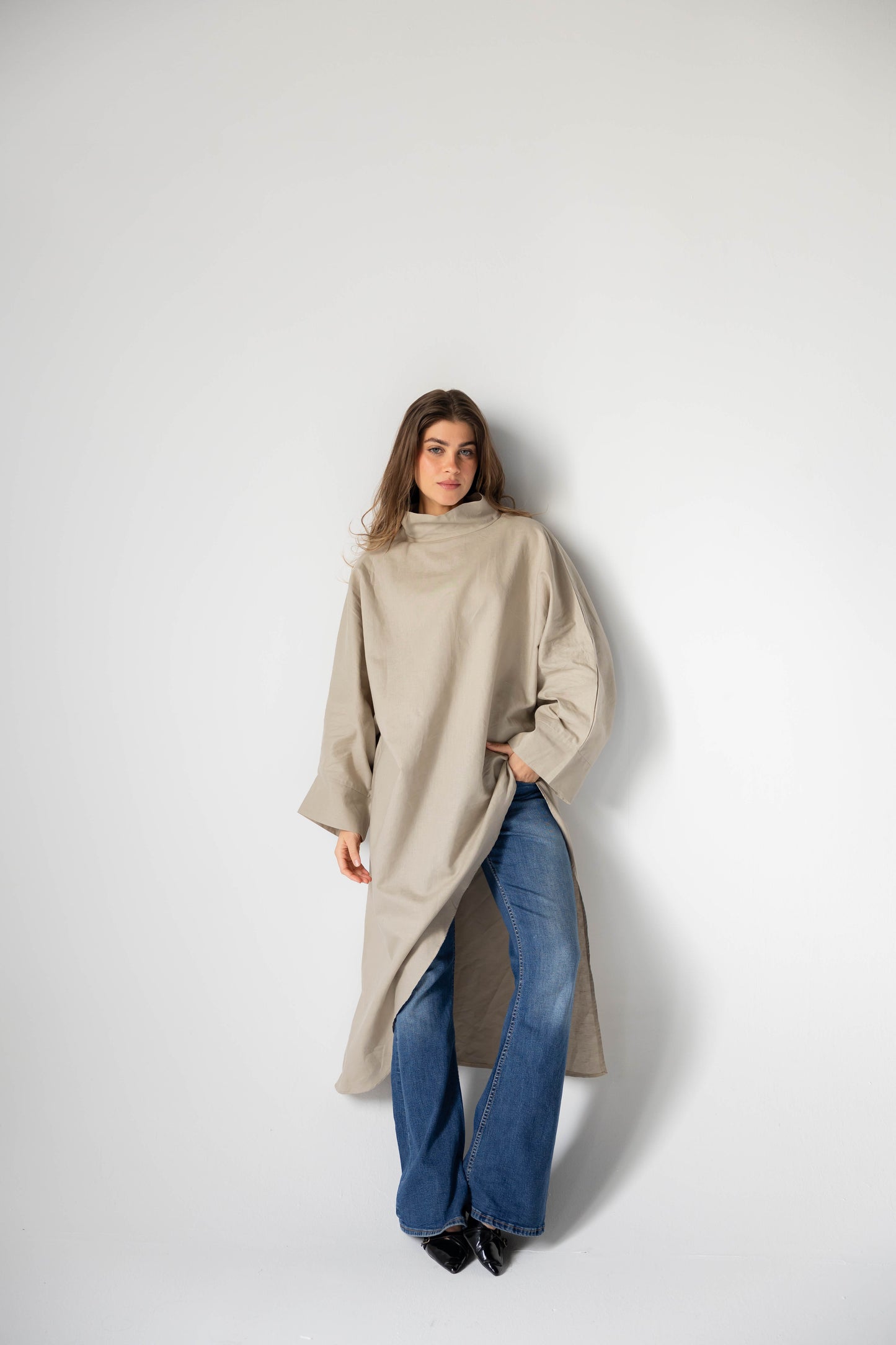 Pure Linen Luxe-drape In Café