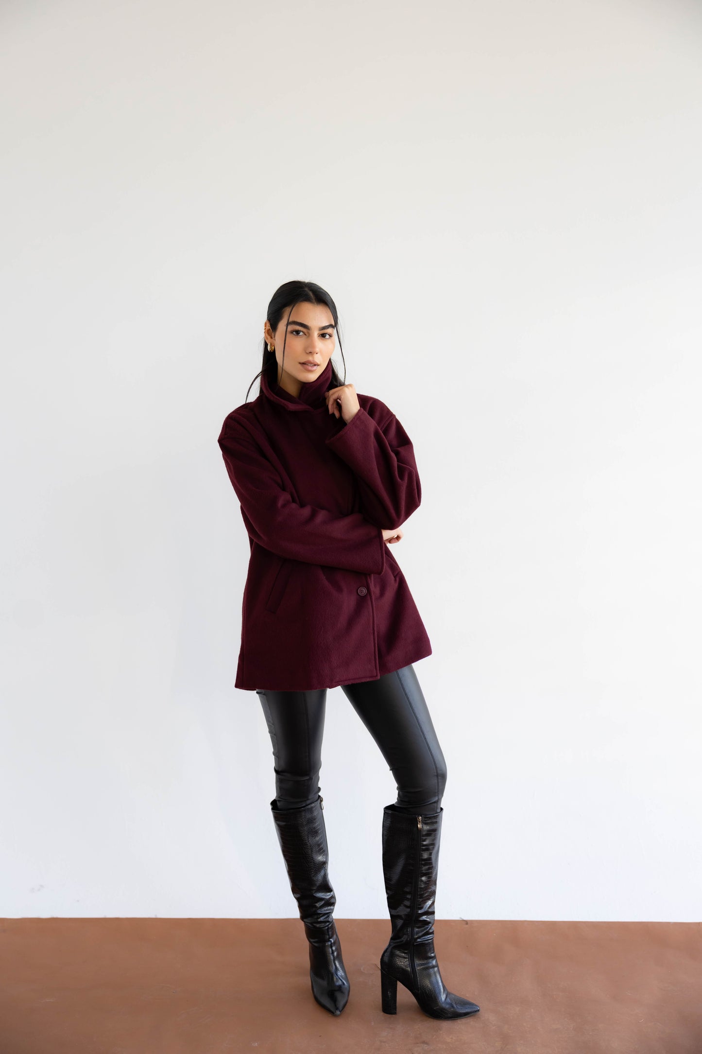 Fur Muse Jacket In Maroon