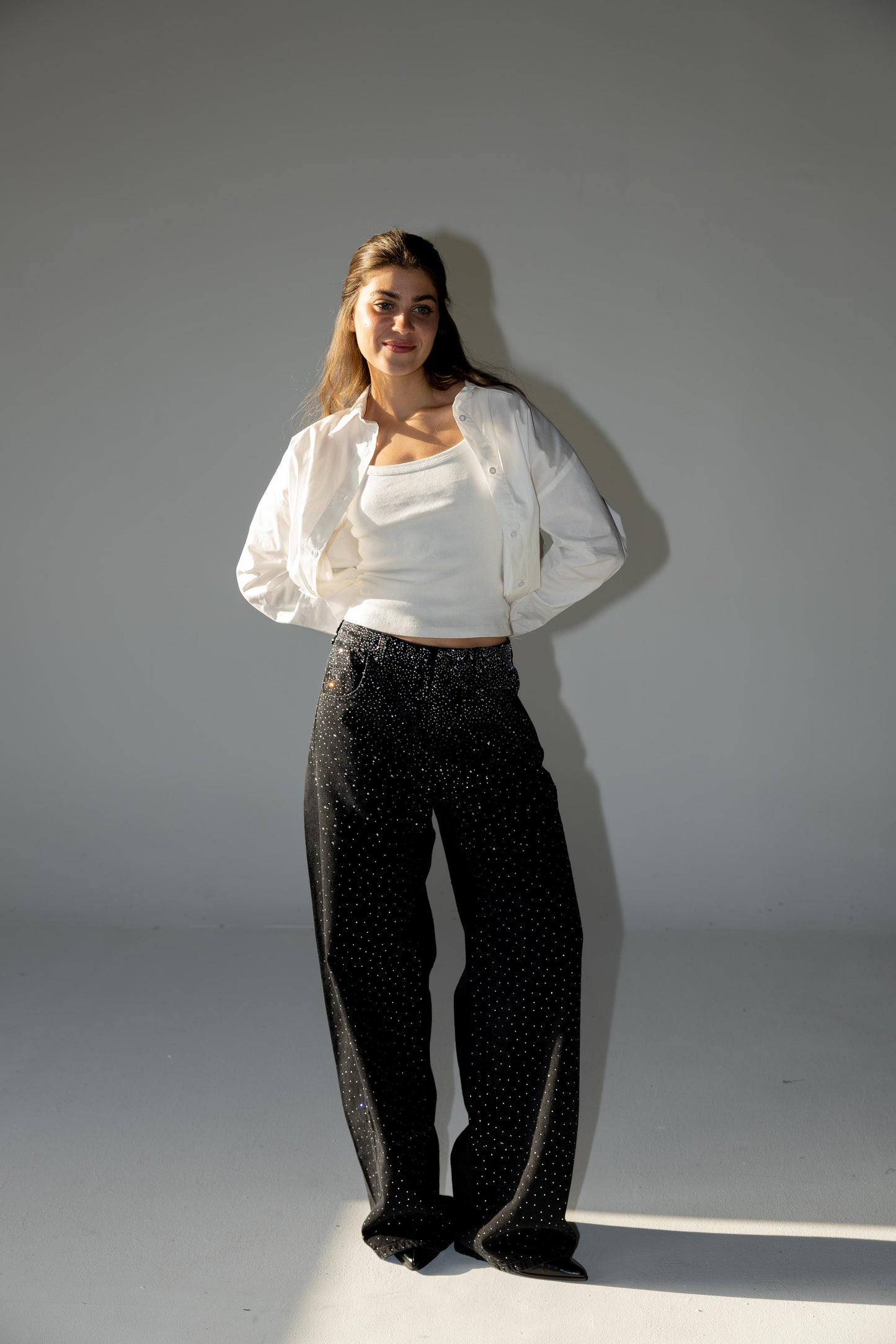 Nightfall Studded Denim Pants - Black