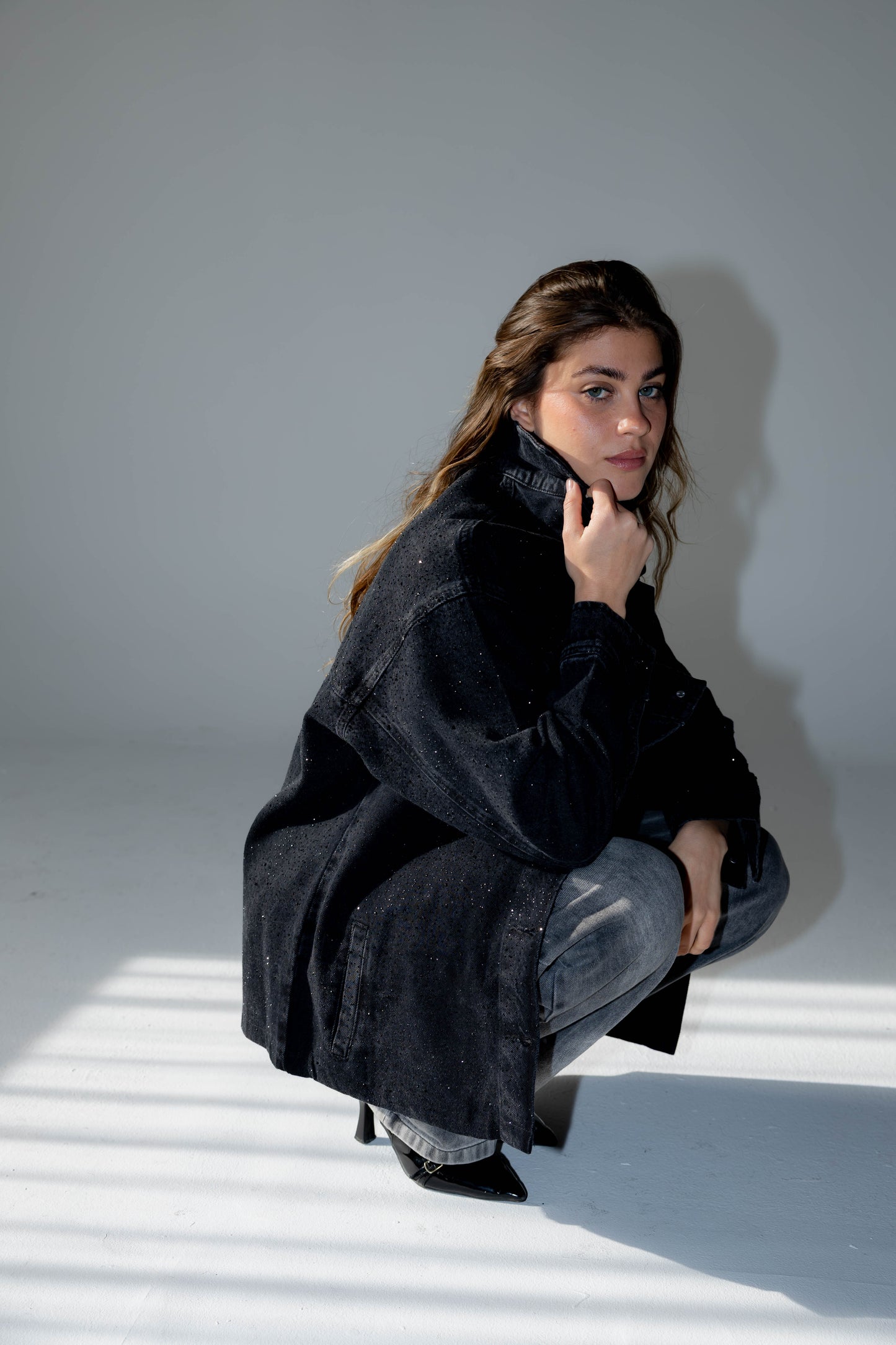 Starluxe Studded Denim Jacket In Black