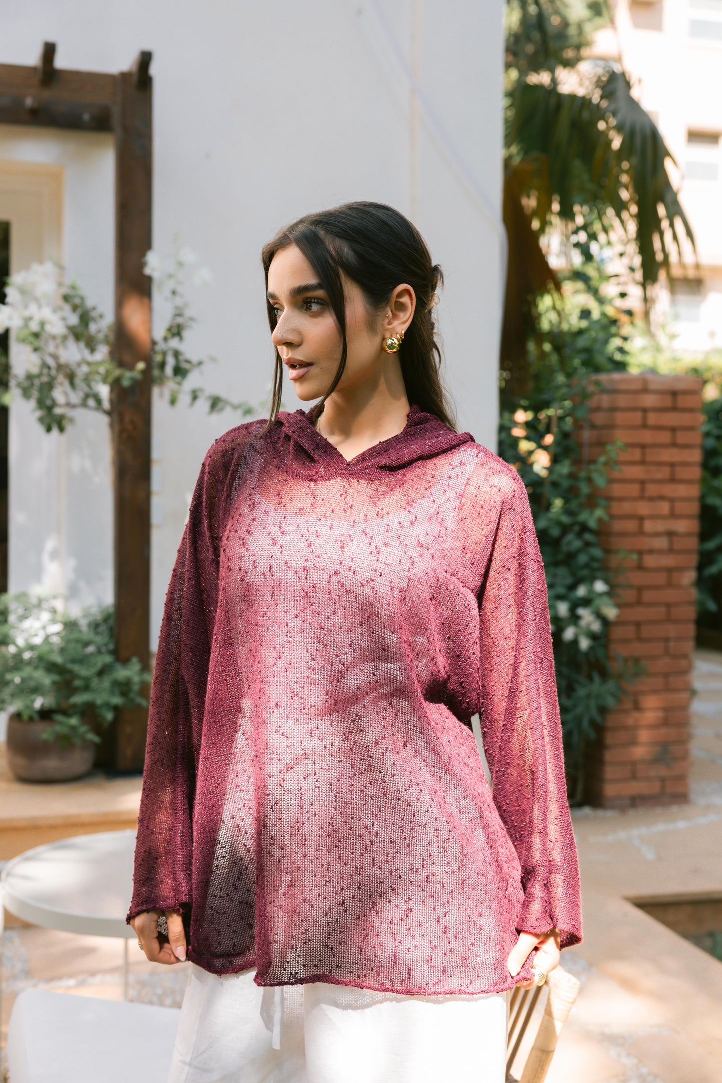 Midnight Crochet Top - Burgundy