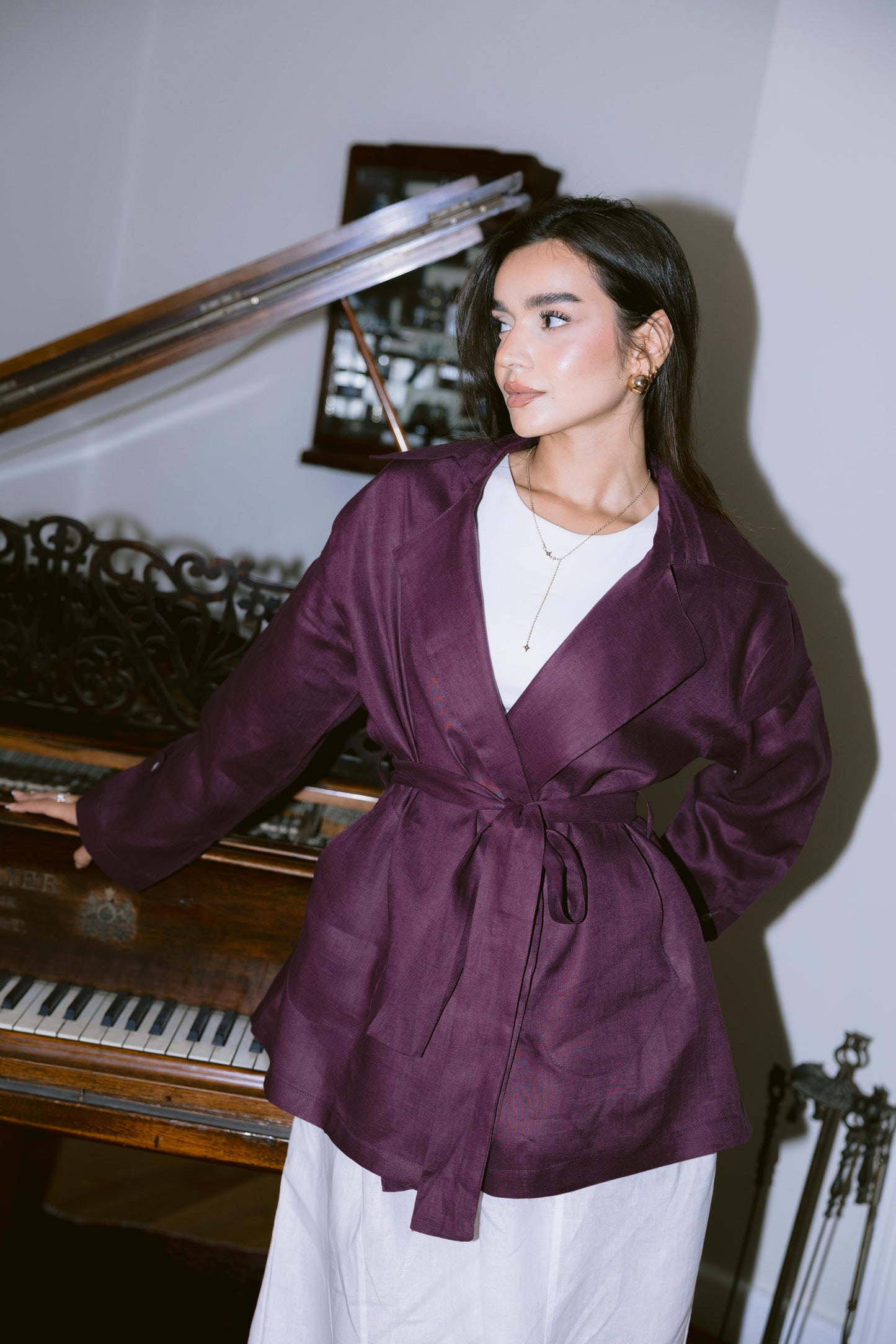 Get It Done Linen Cardigan - Violet