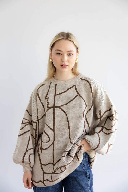 Boho Knit Sweater In Choco