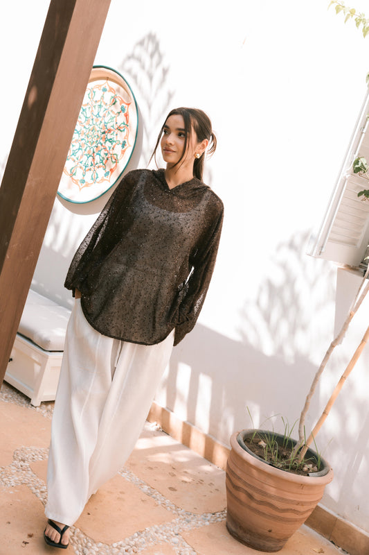 Midnight Crochet Top - Brown