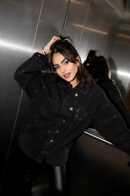 Starluxe Studded Denim Jacket In Black