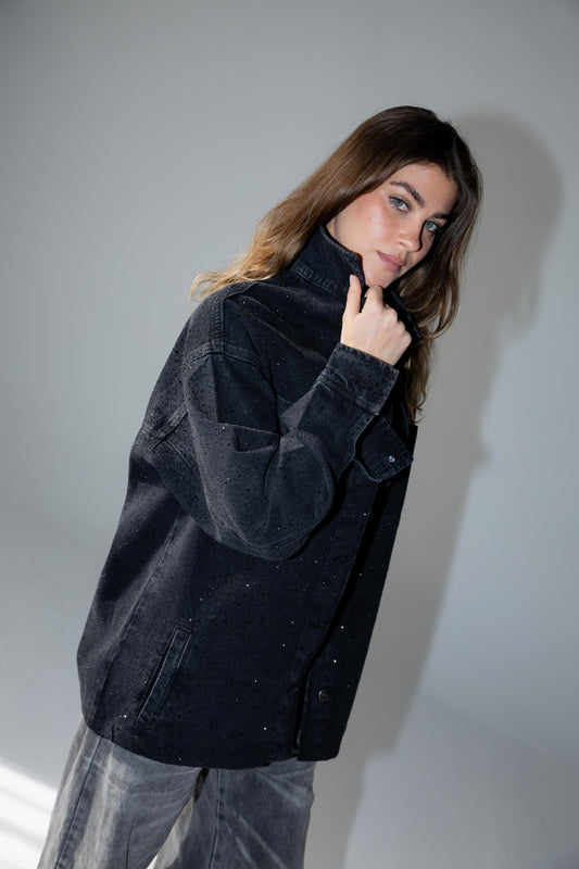 Starluxe Studded Denim Jacket In Black