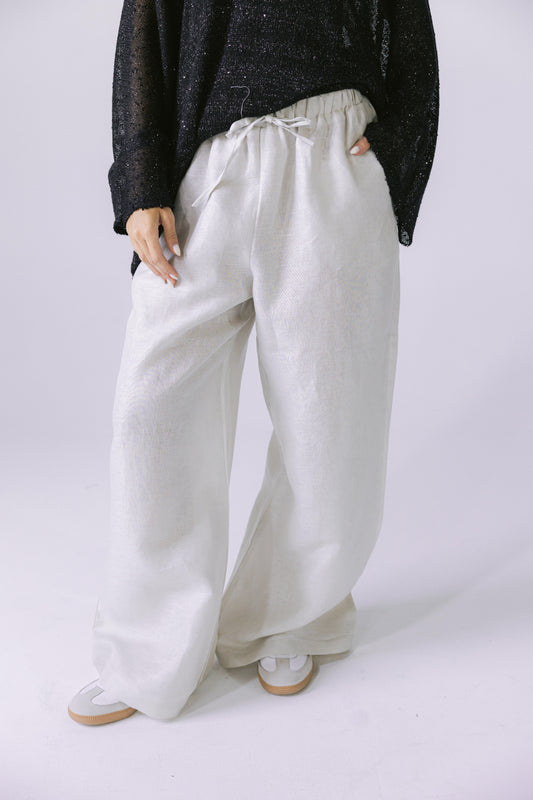 Pure Linen Pants - Greige