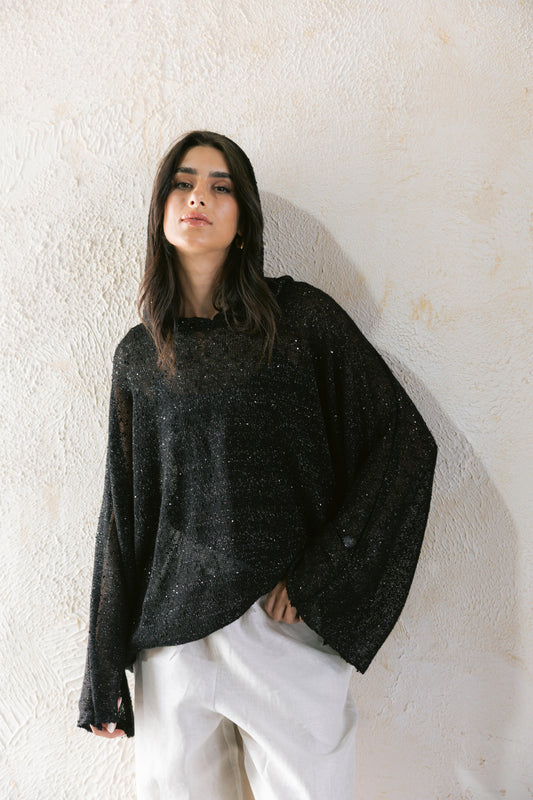 Midnight Crochet Top - Black