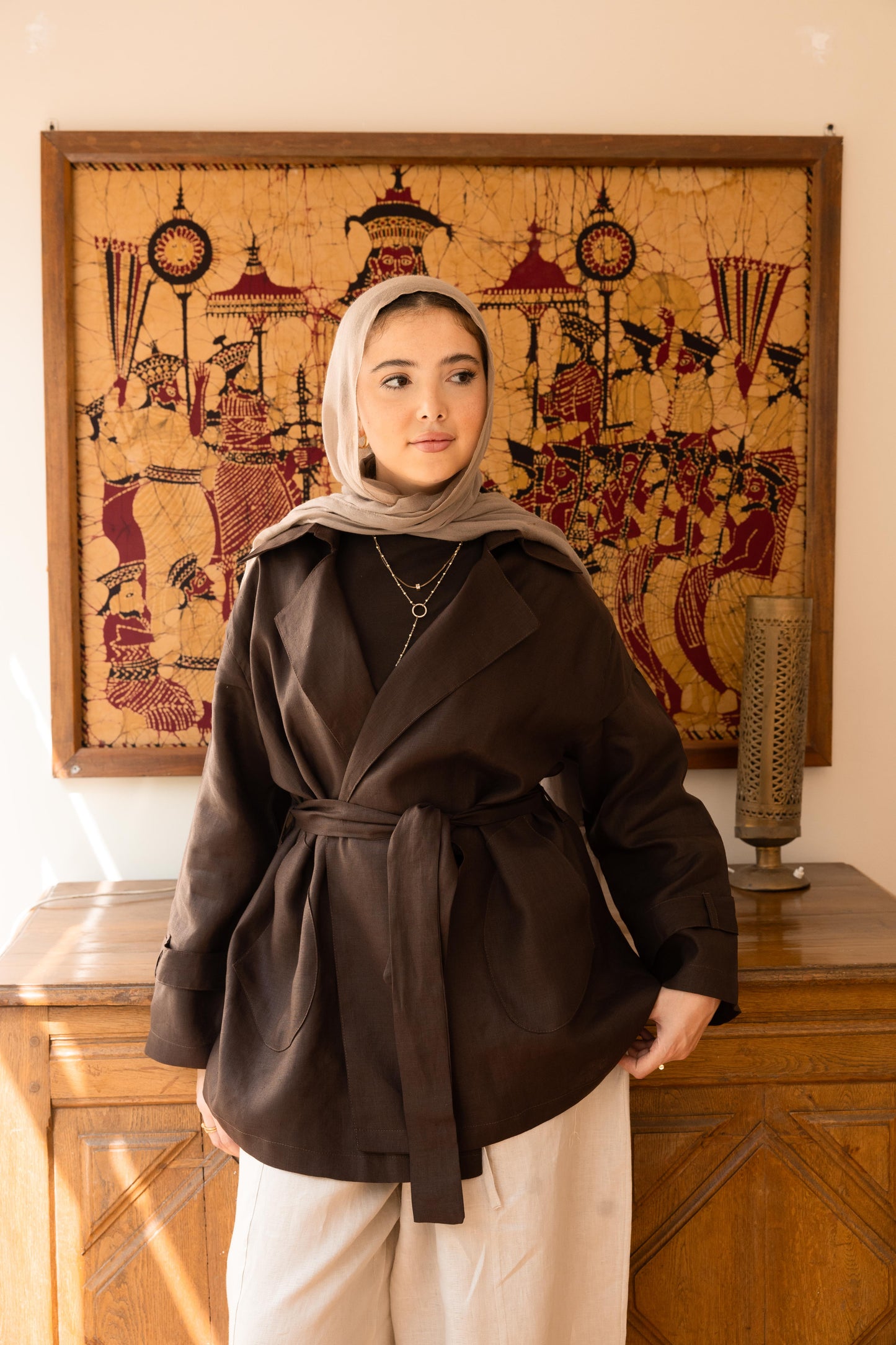 Get It Done Linen Cardigan - Brown