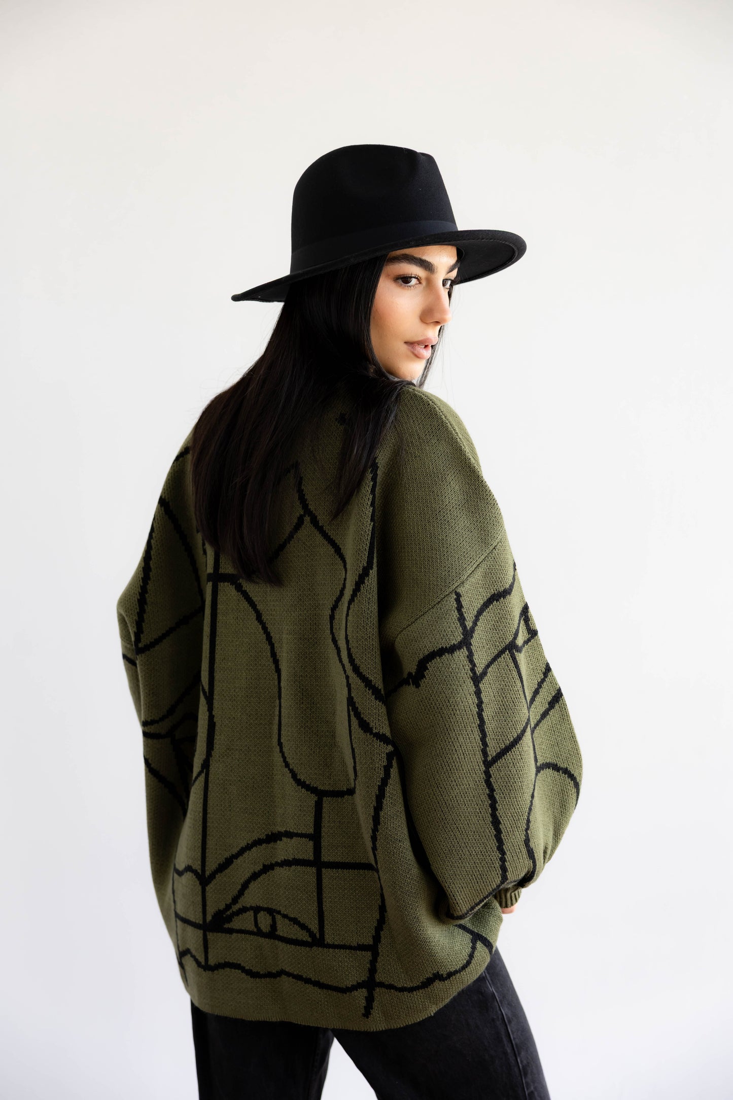Boho Knit Sweater In Olive