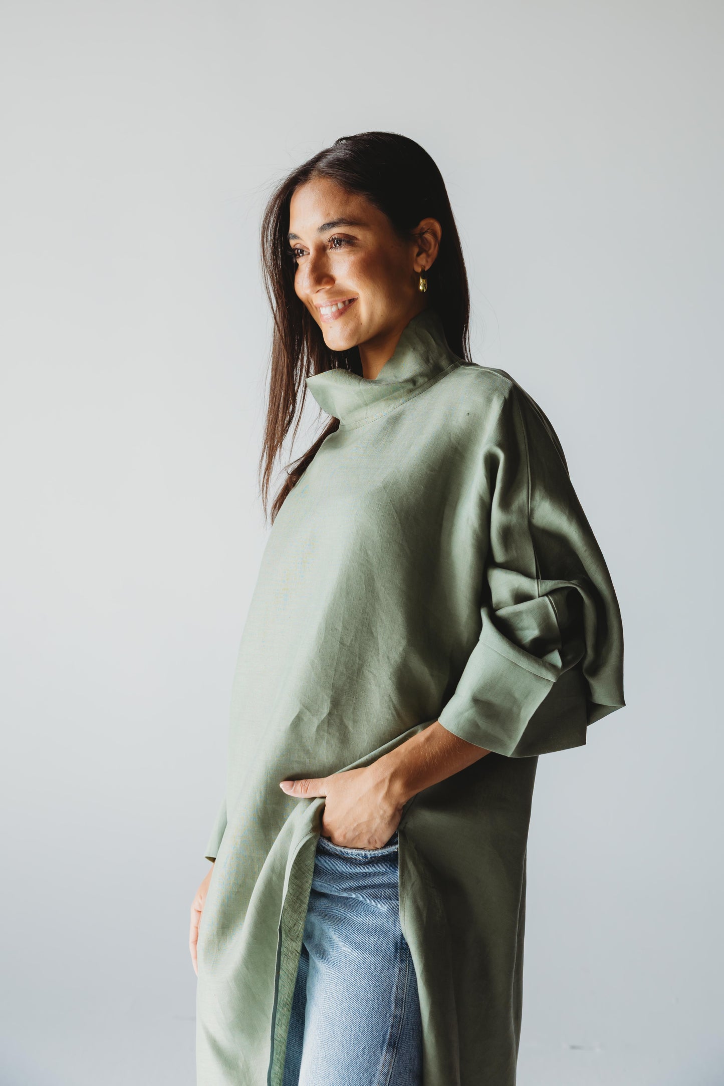 Pure Linen Luxe Drape - Olive