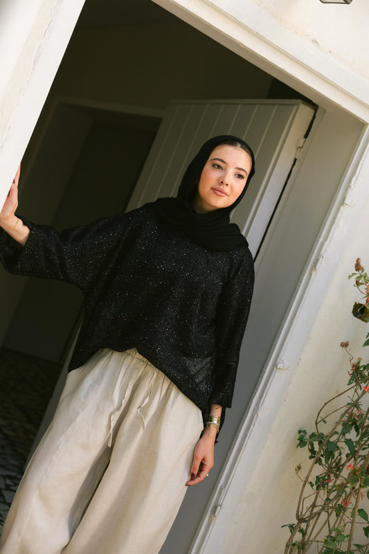 Midnight Crochet Top - Black