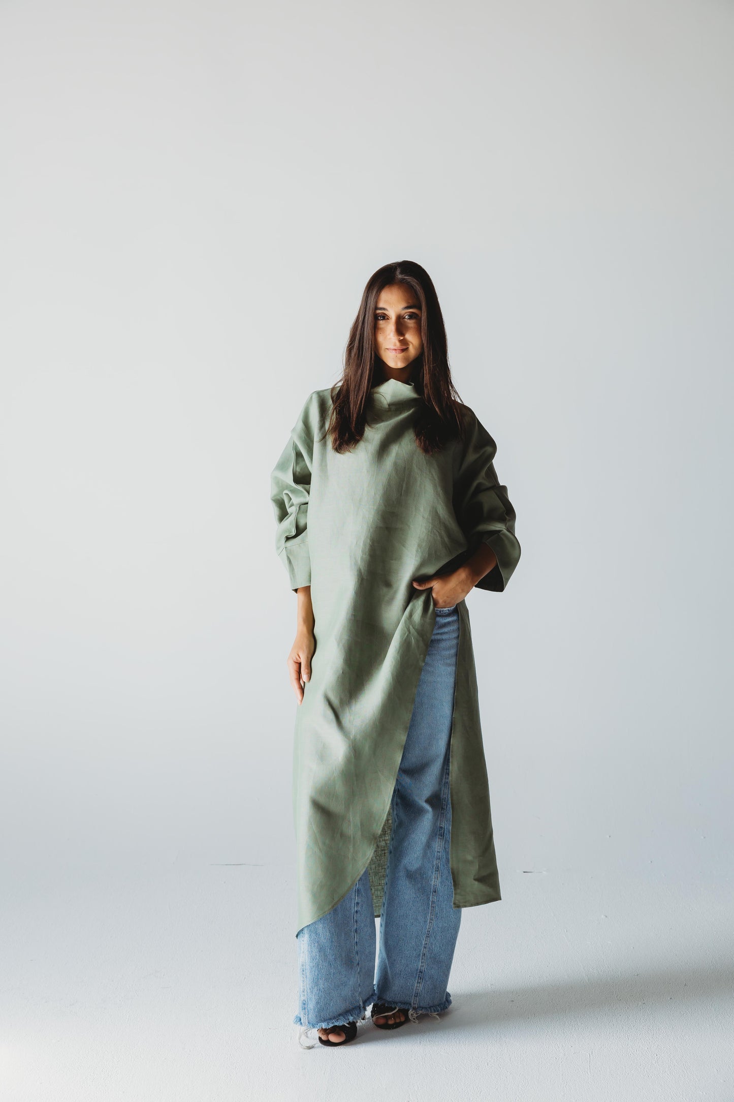 Pure Linen Luxe Drape - Olive