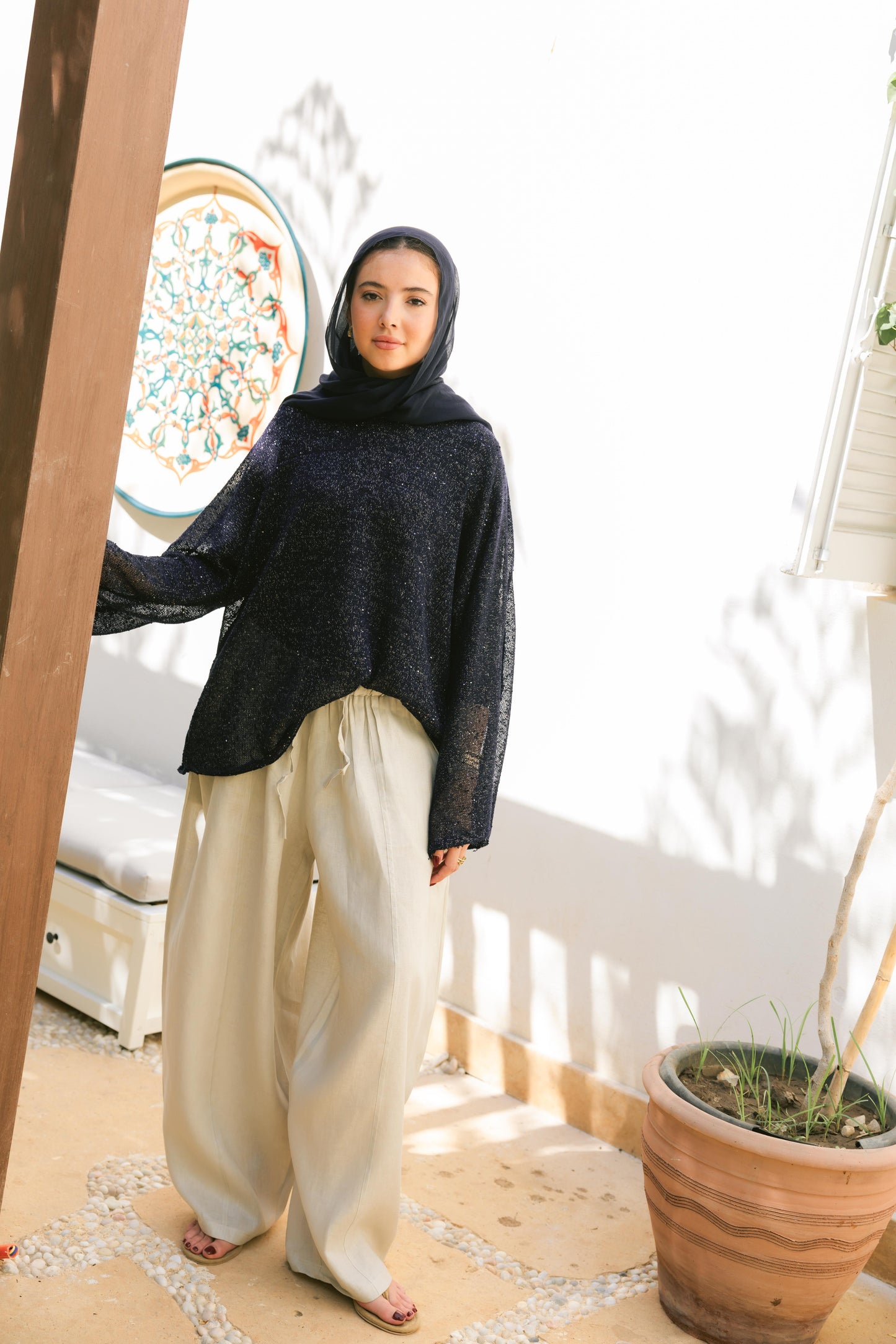 Midnight Crochet Top - Navy