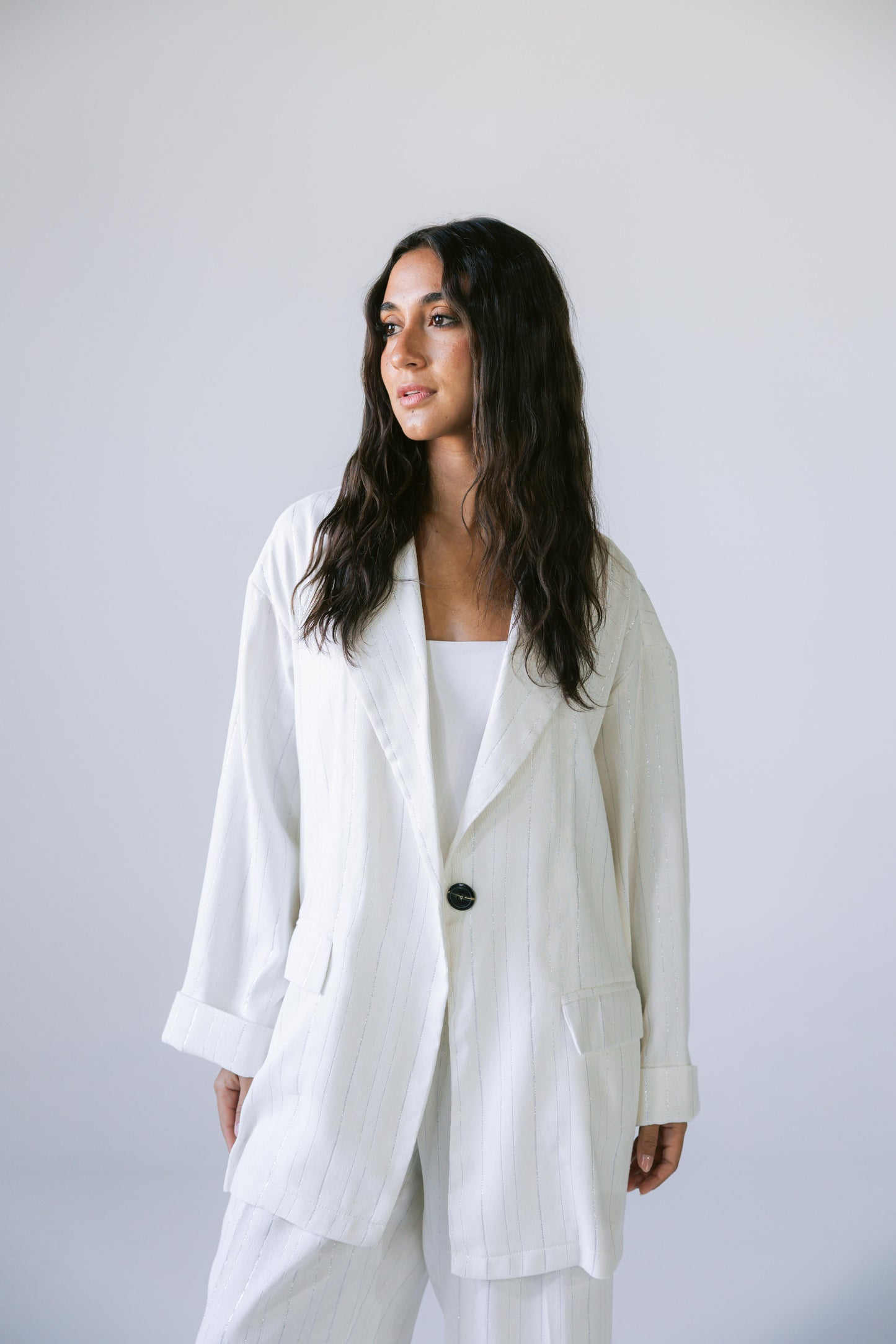 All That Glitter Linen Set - Silver