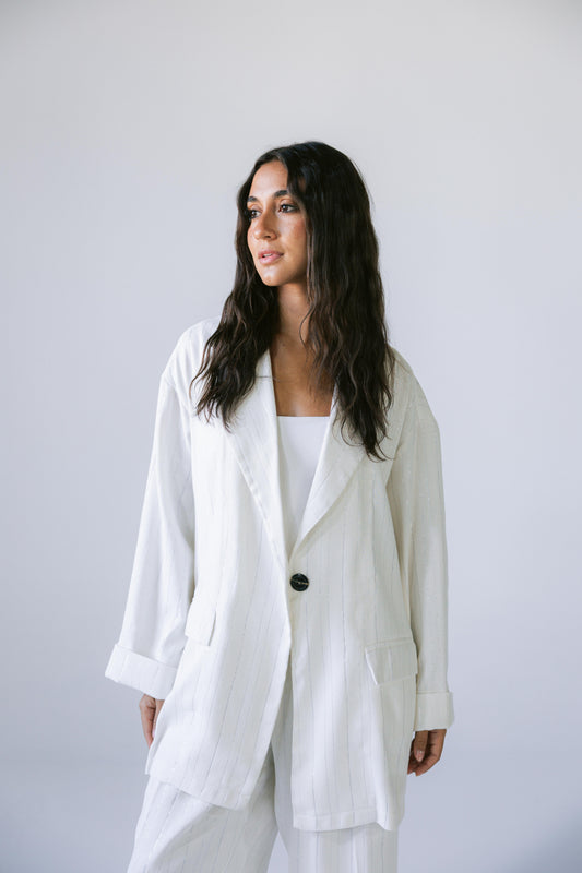 All That Glitter Linen Set - Silver