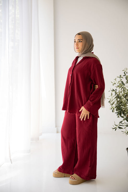 The breezy set in burgundy