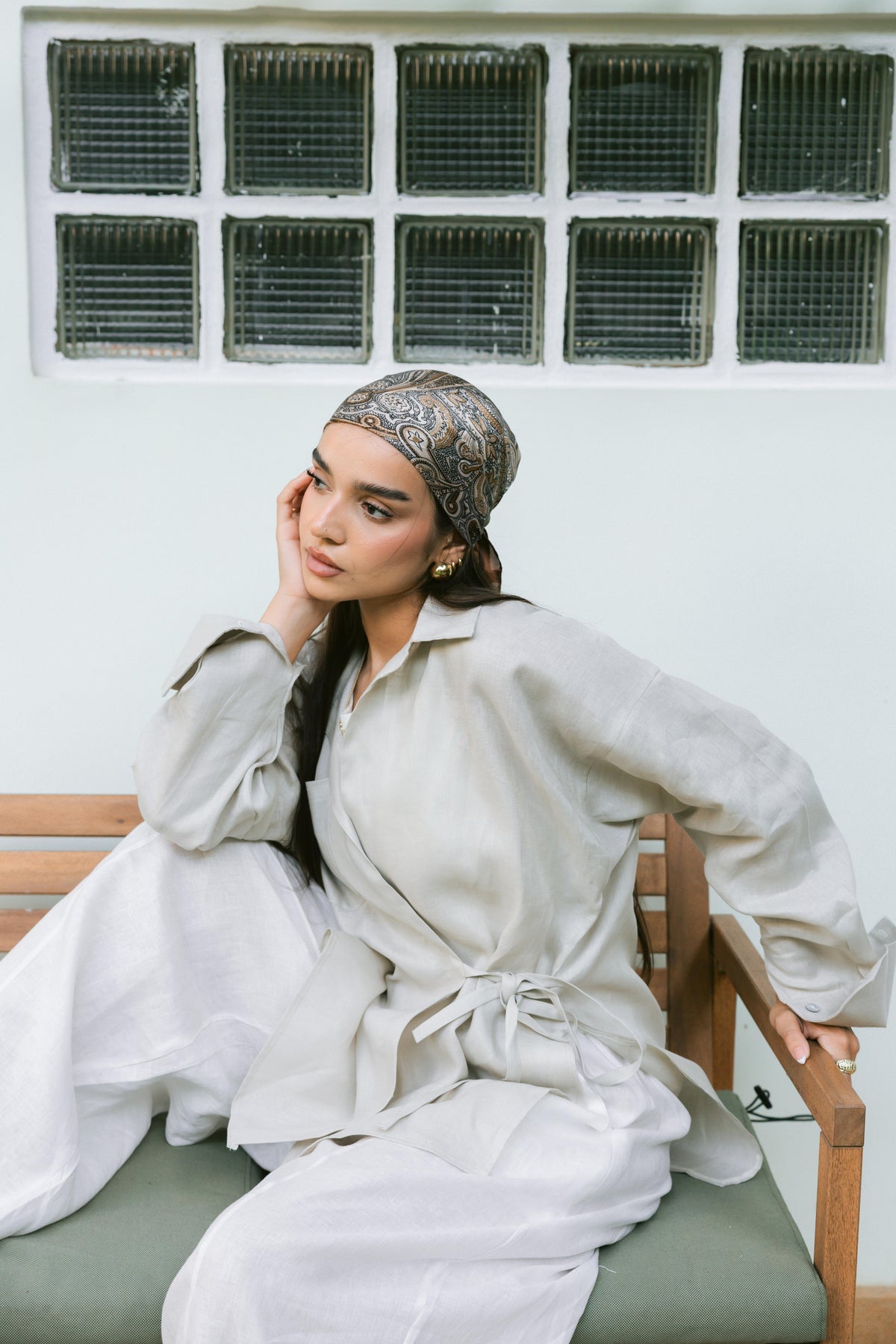 Side Tie Linen Shirt - Griege
