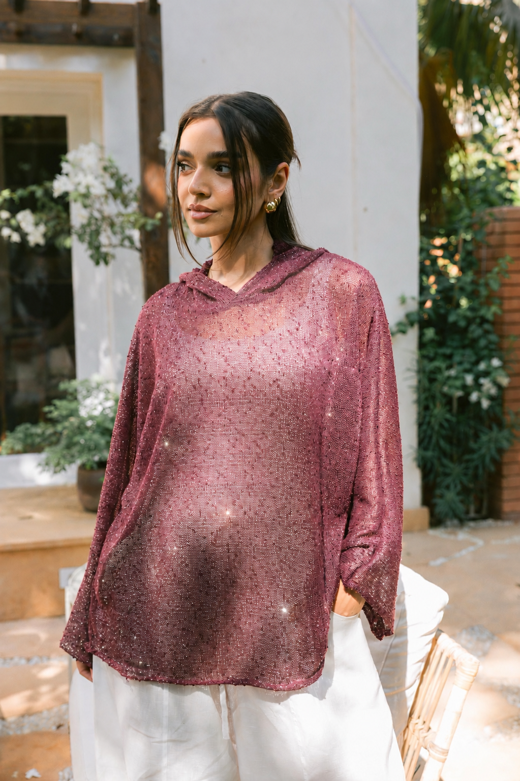 Midnight Crochet Top - Burgundy