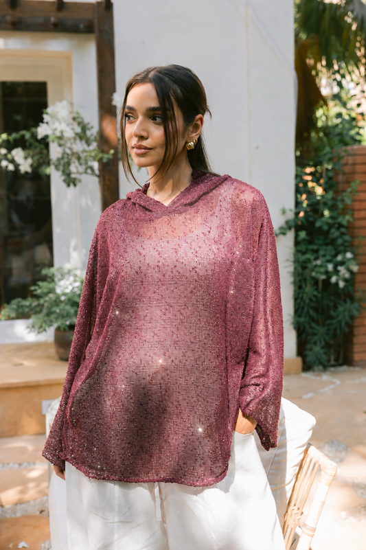Midnight Crochet Top - Burgundy