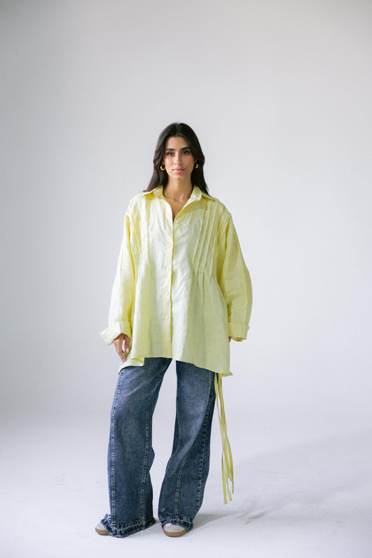 Summer Fringes Linen Shirt - Butter Yellow