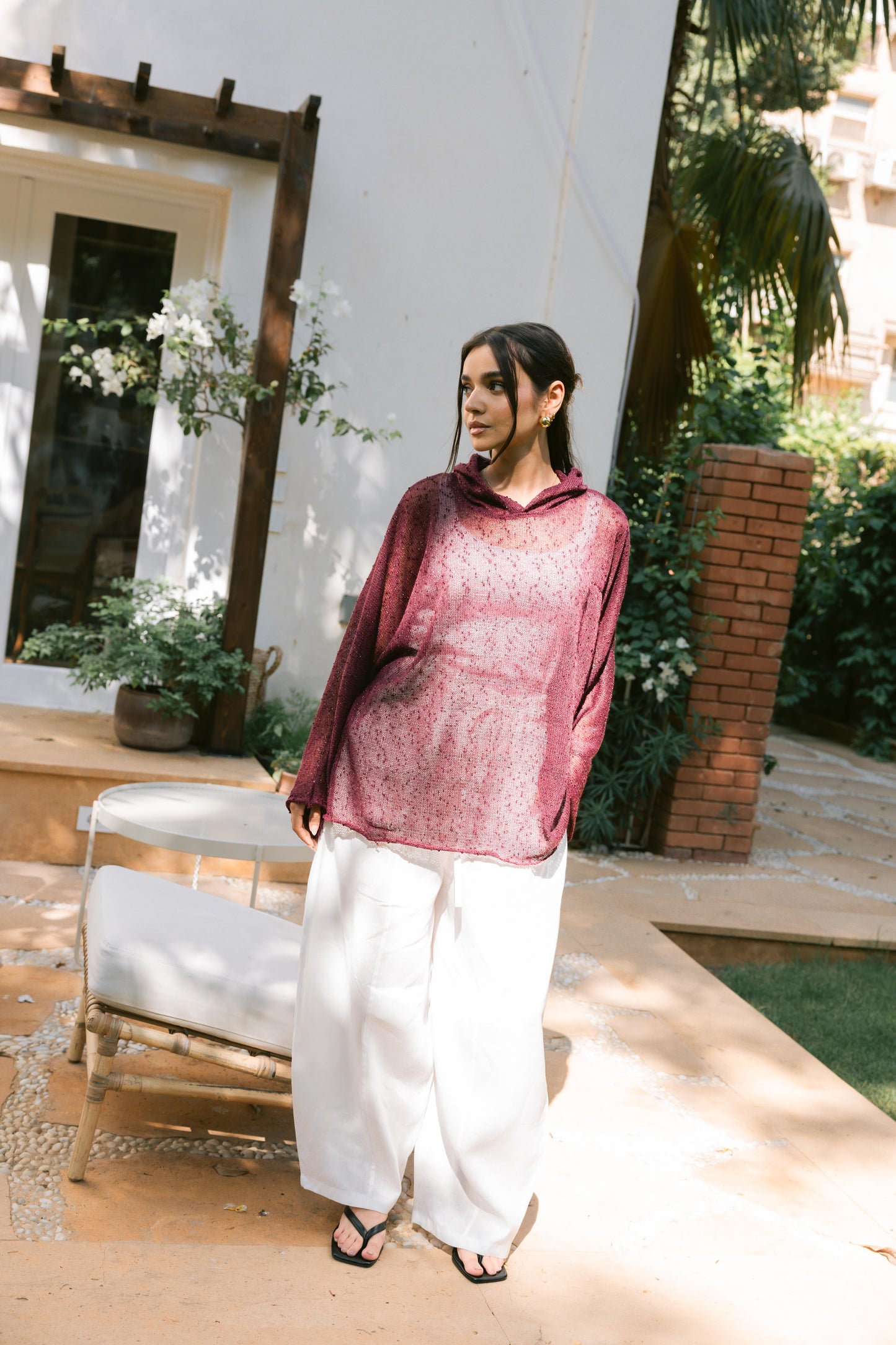 Midnight Crochet Top - Burgundy