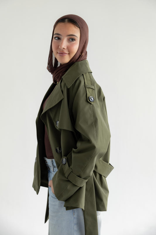 It Girl Energy Trench Coat - Olive