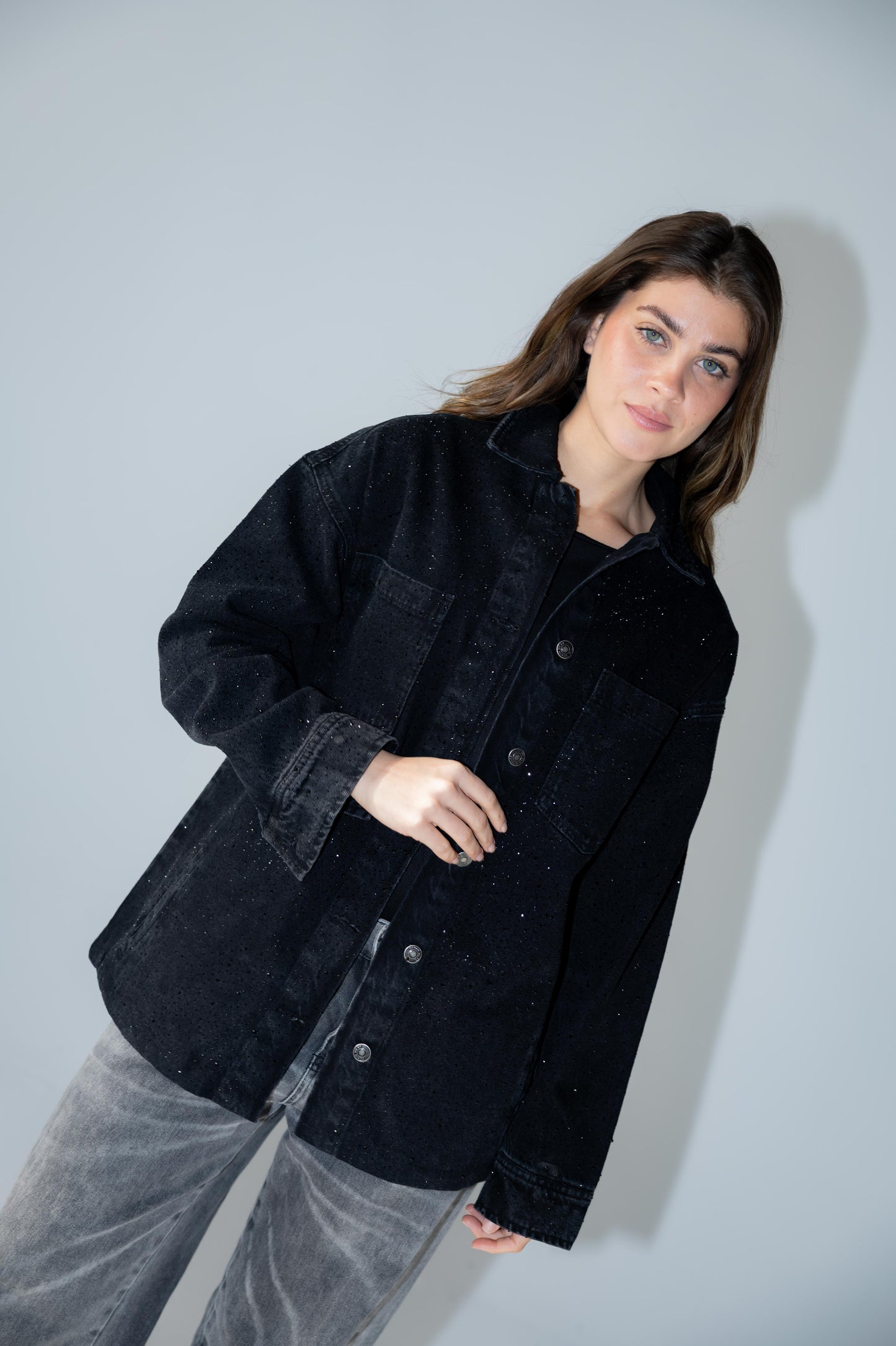 Starluxe Studded Denim Jacket In Black