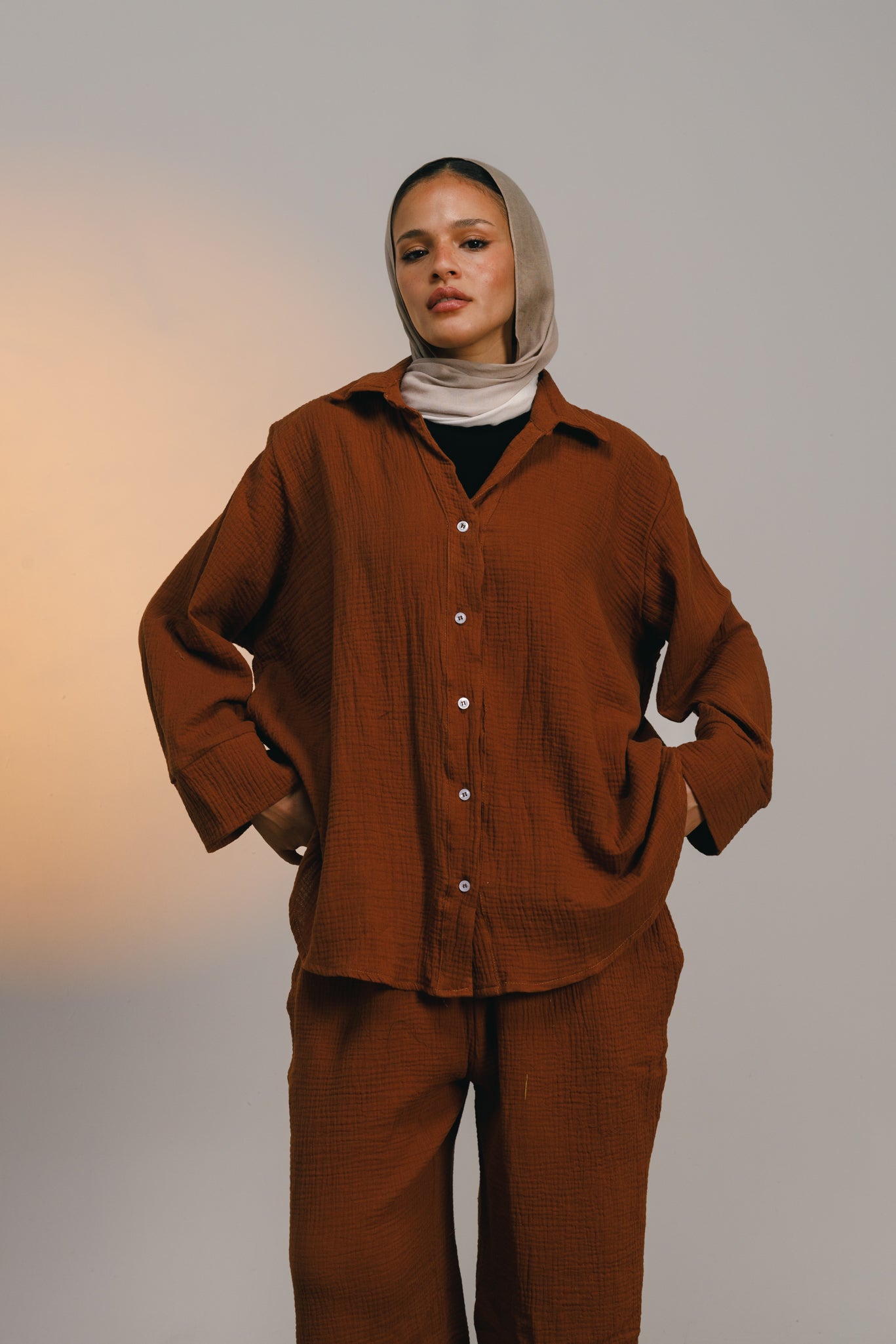 The breezy blouse in chocolate brown