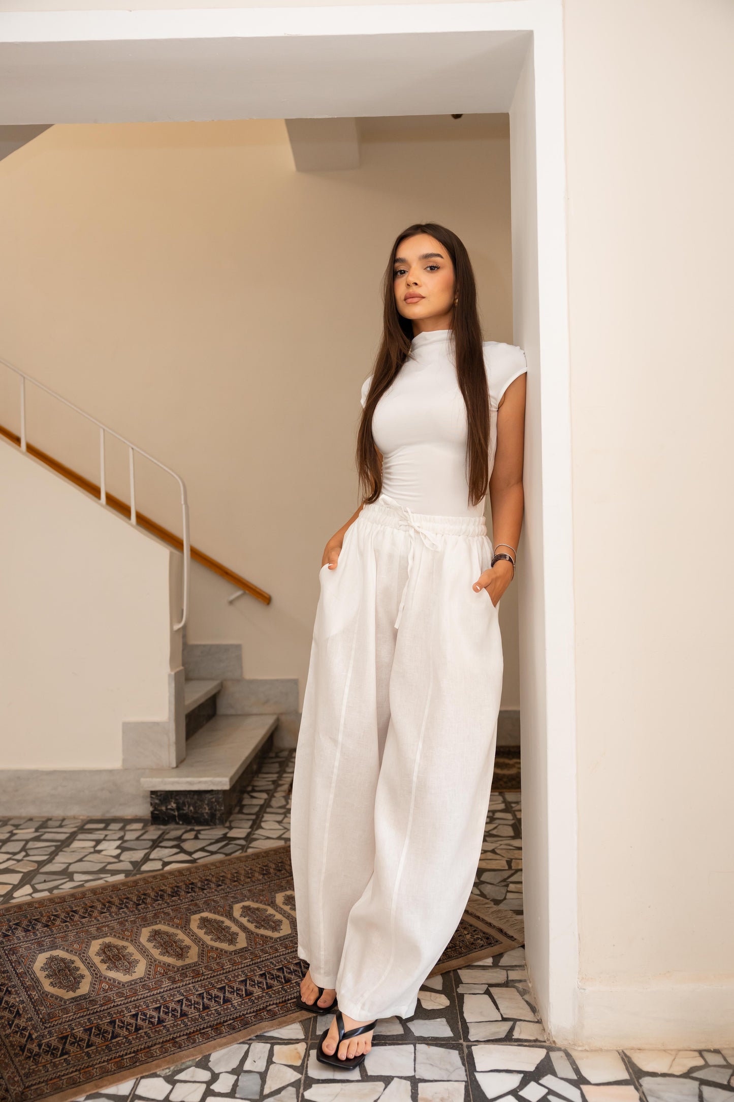 Ballon Linen Pants - White