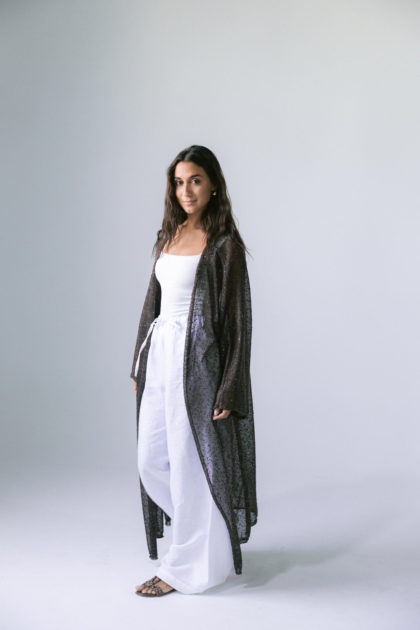 Midnight Crochet Cardigan - Brown
