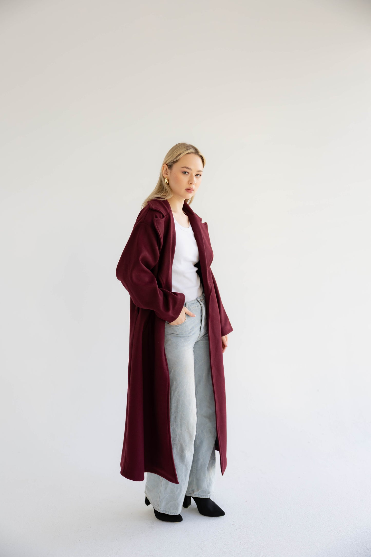 Snow Grace Coat In Mulberry