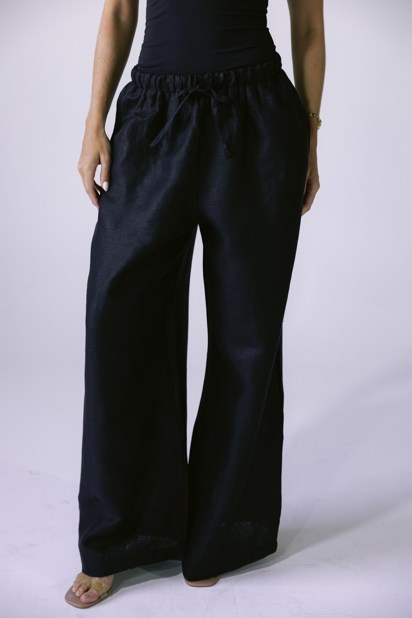 Pure Linen Pants - Black