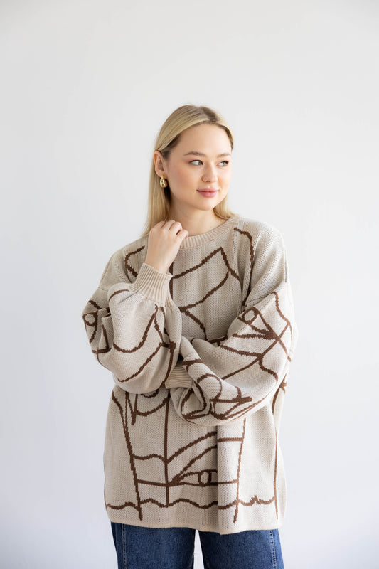 Boho Knit Sweater In Choco