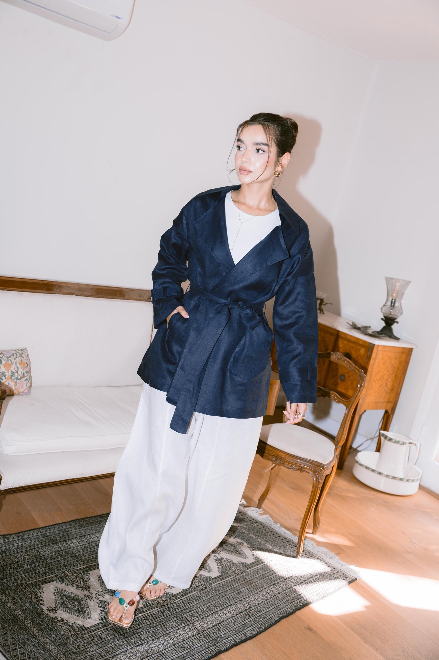 Get It Done Linen Cardigan - Navy
