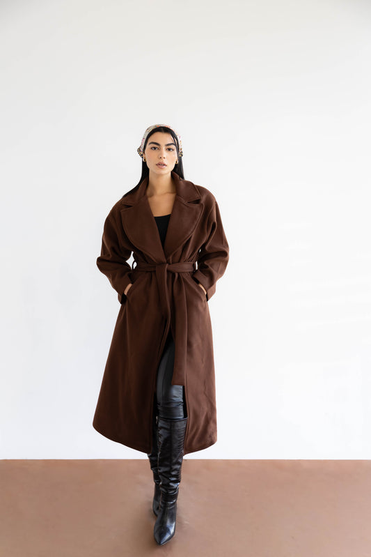 Snow Grace Coat In Toffee