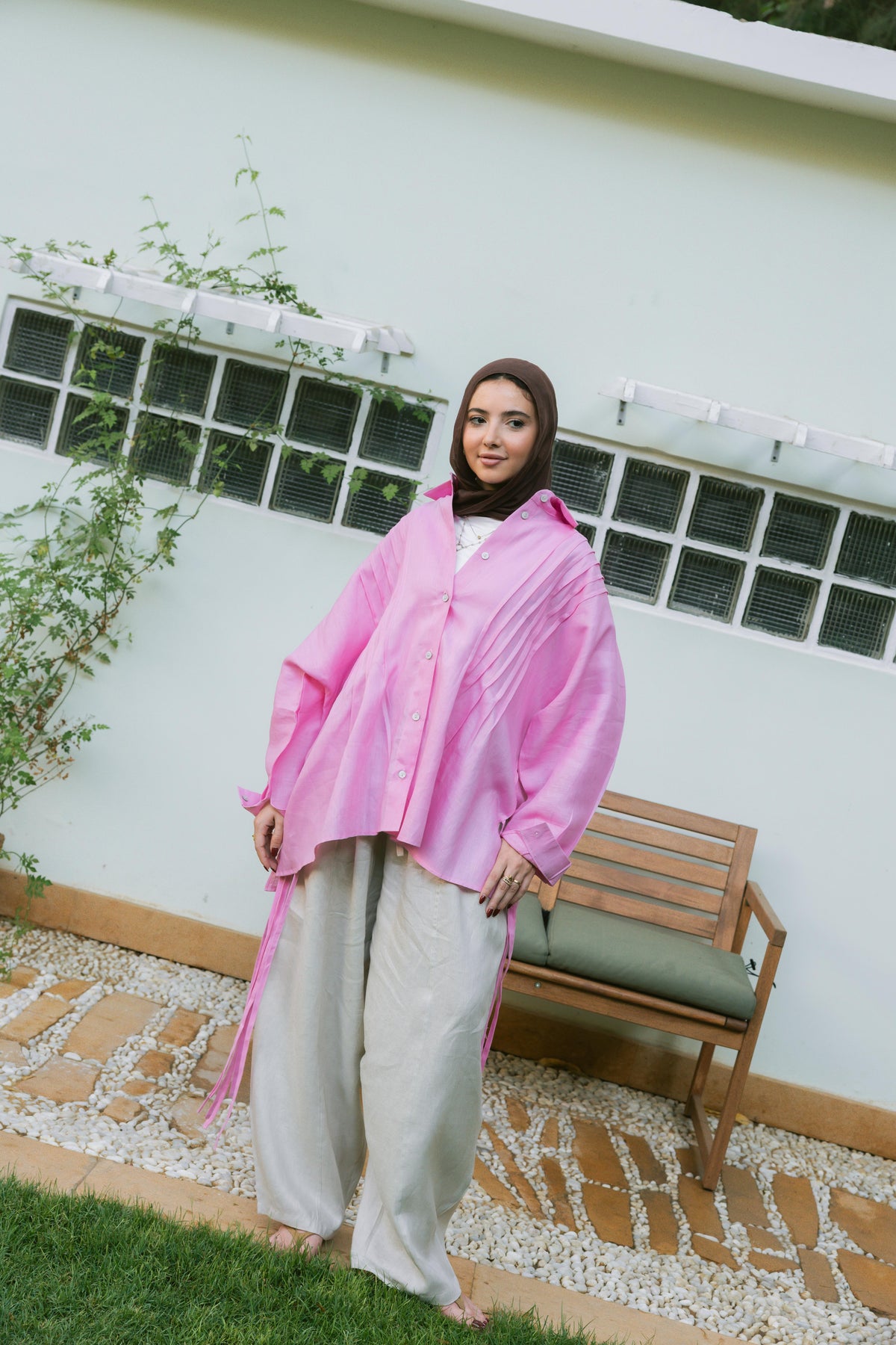 Summer Fringes Linen Shirt - Pink