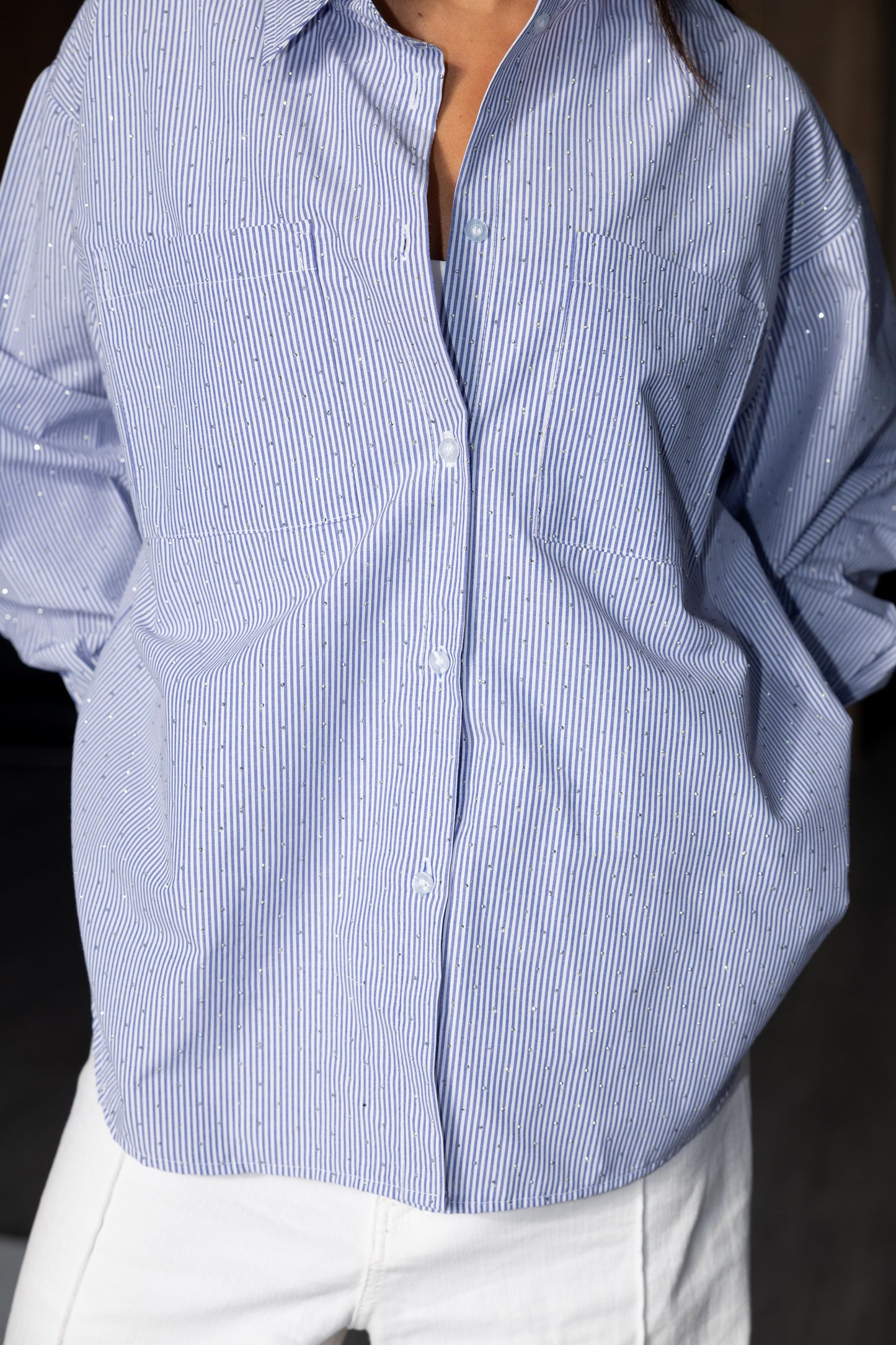 Striped Studded Shirt - Blue