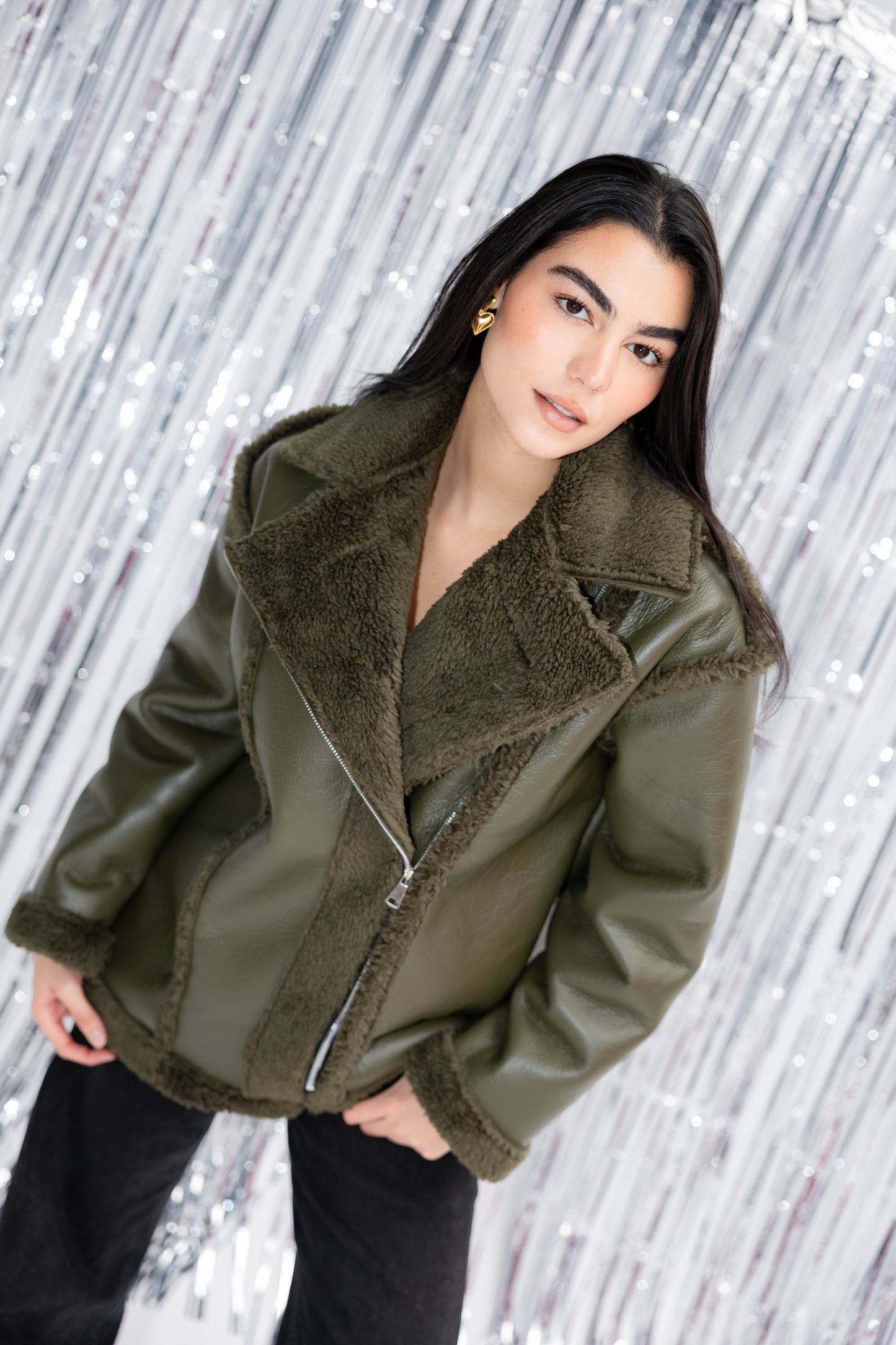 The Luxe Leather Jacket In Olive