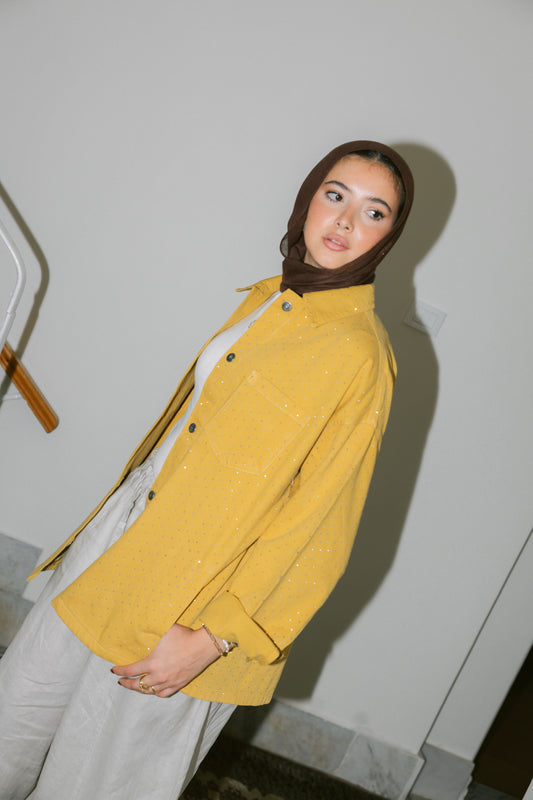 Starluxe Studded Denim Jacket - Honey