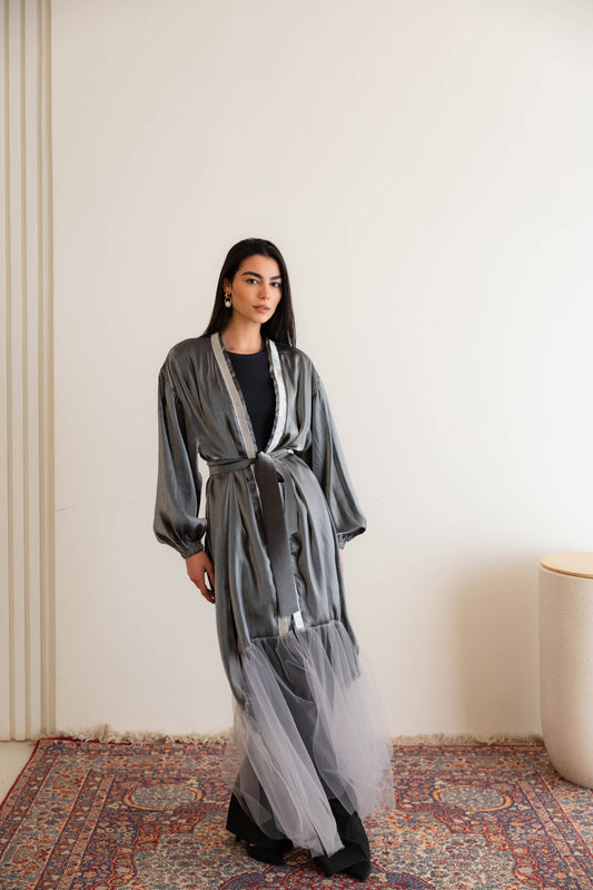 Celestia Glimmer Kaftan In Eclipse Grey