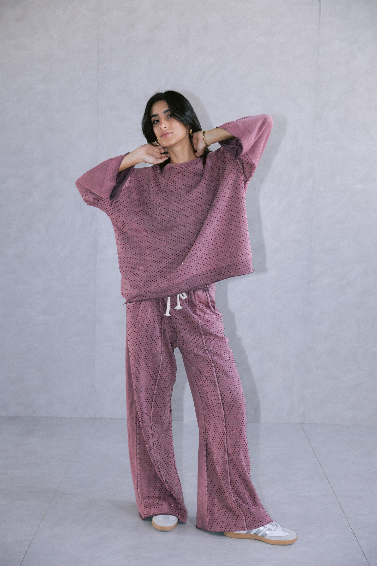 Relaxed Studded Set - Burgundy