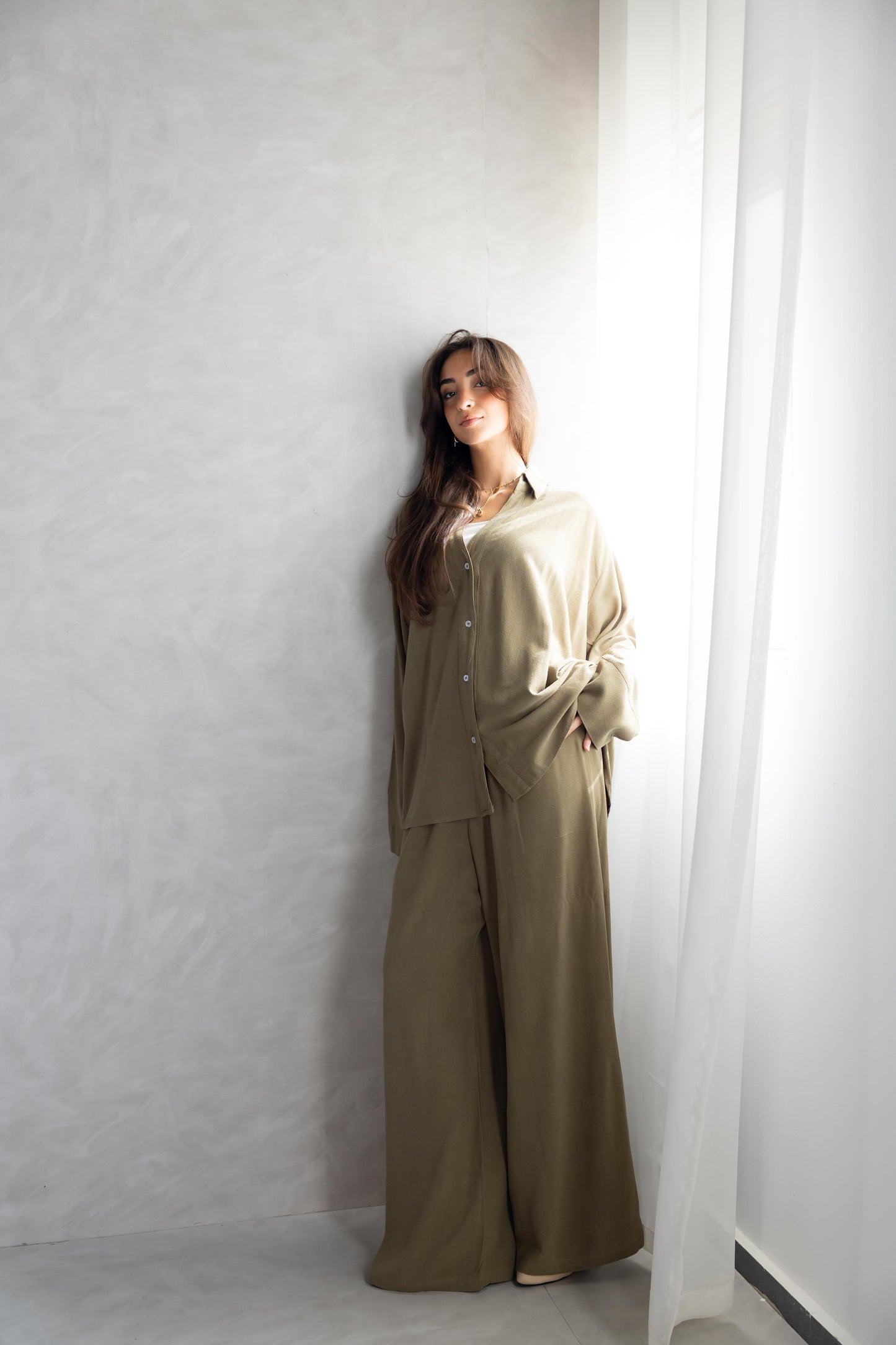 Soft Breeze Linen Set - Olive
