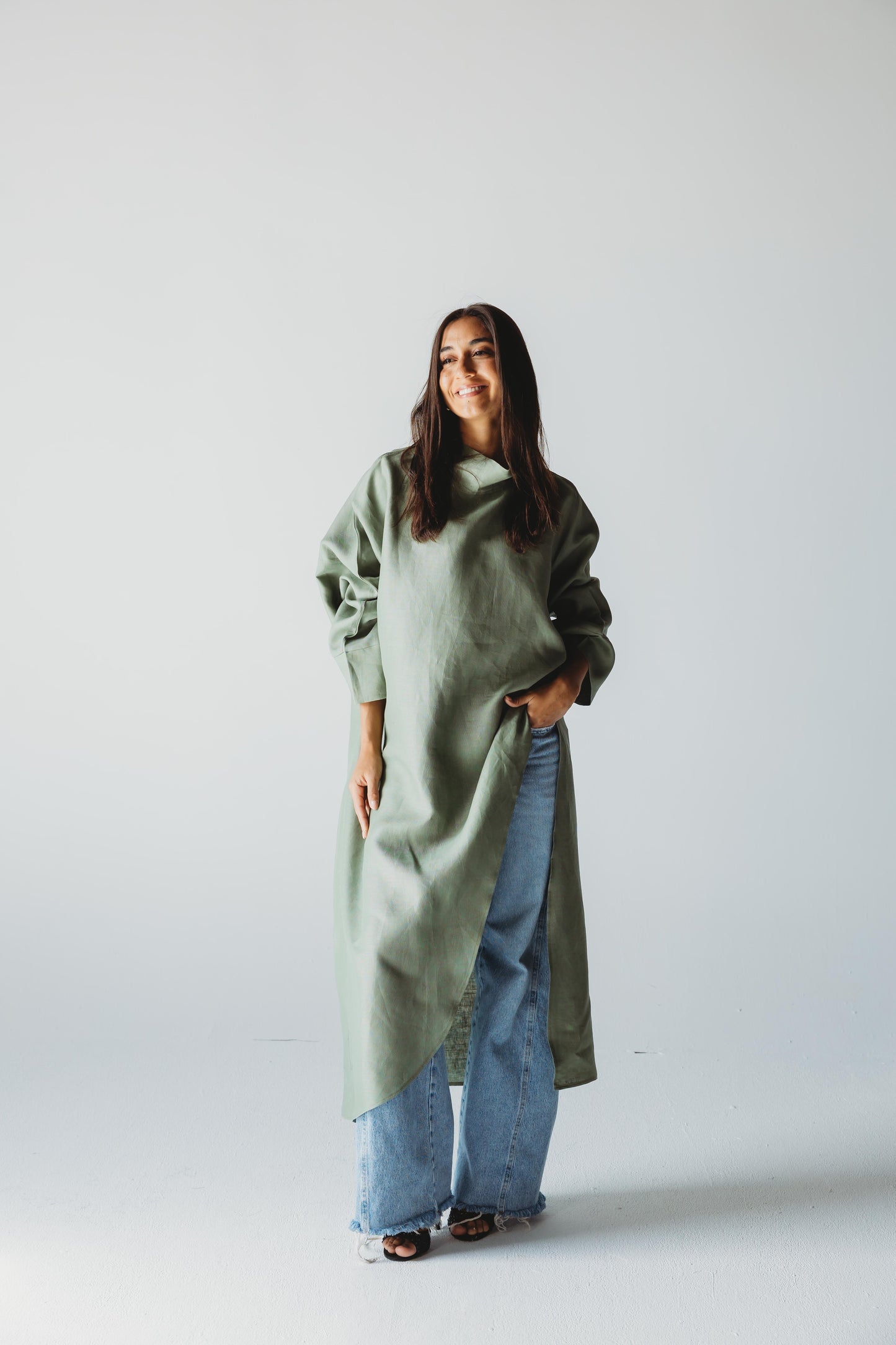 Pure Linen Luxe Drape - Olive