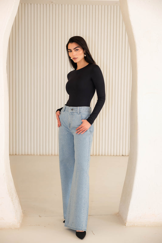 Nightfall Studded Denim Pants In Cloudwash
