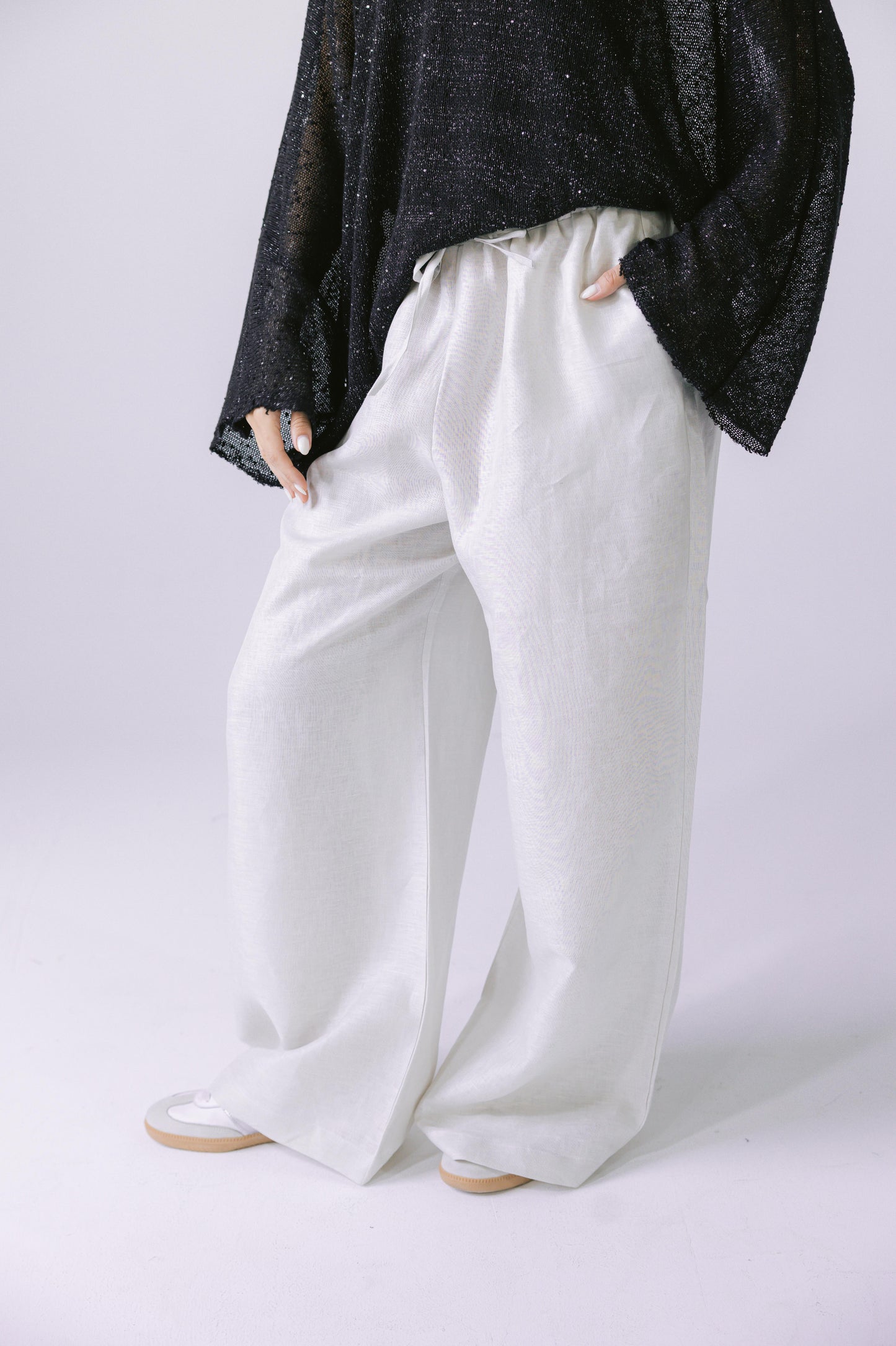 Pure Linen Pants - Greige